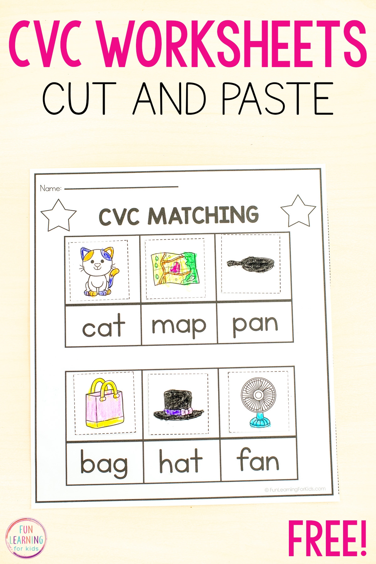 CVC Word Sorting Worksheets Cut And Paste CVC Worksheets