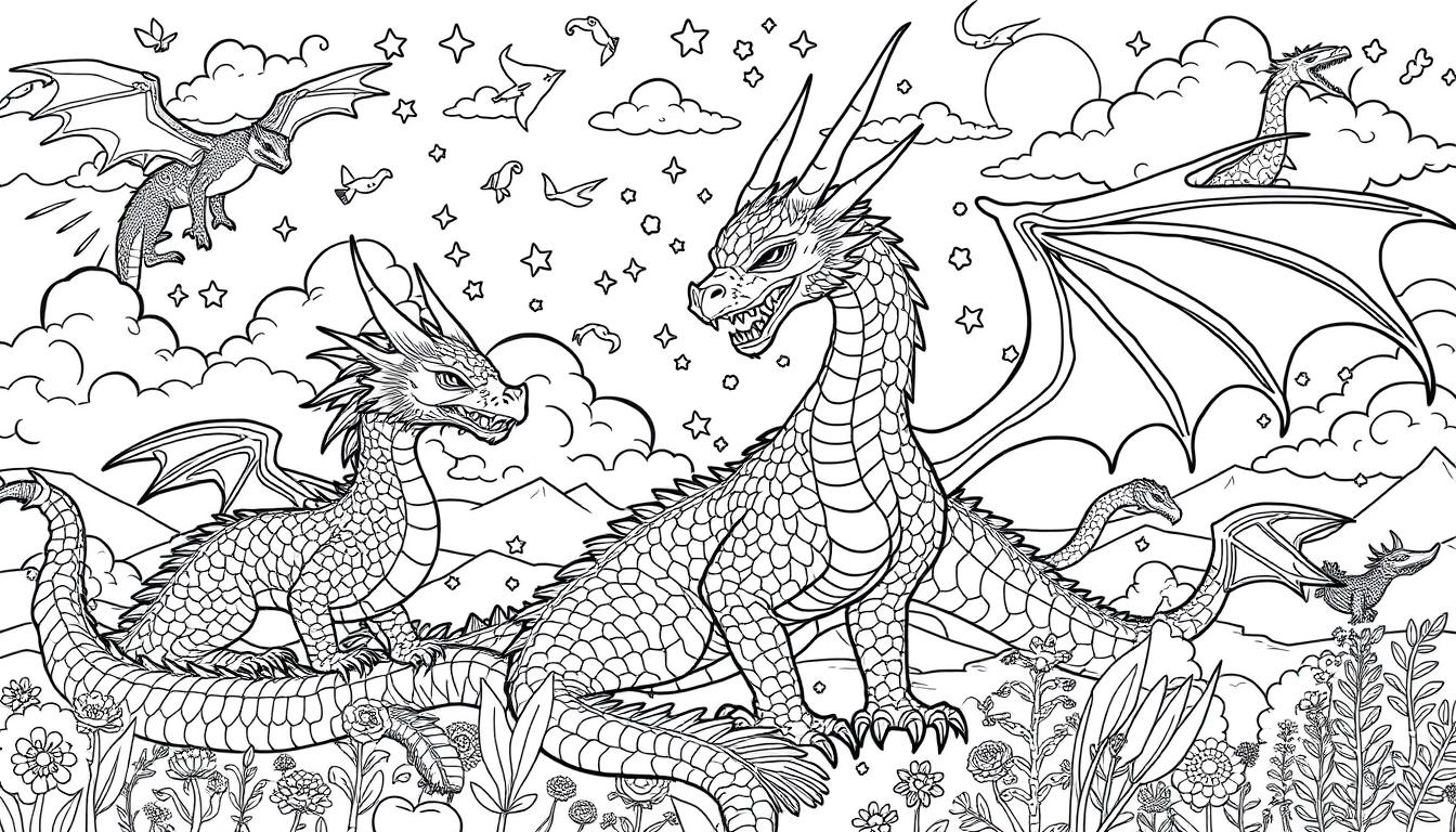coloring pages of a dragon