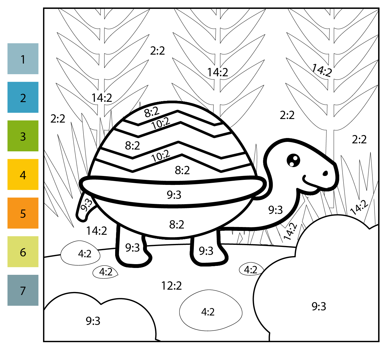 Division Color By Number Turtle Coloring Page Free Printable