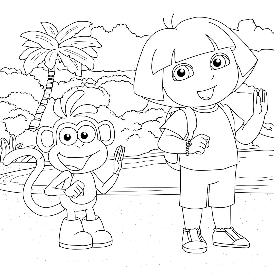 Dora The Explorer Coloring Page Etsy Dora The Explorer Coloring Page Etsy