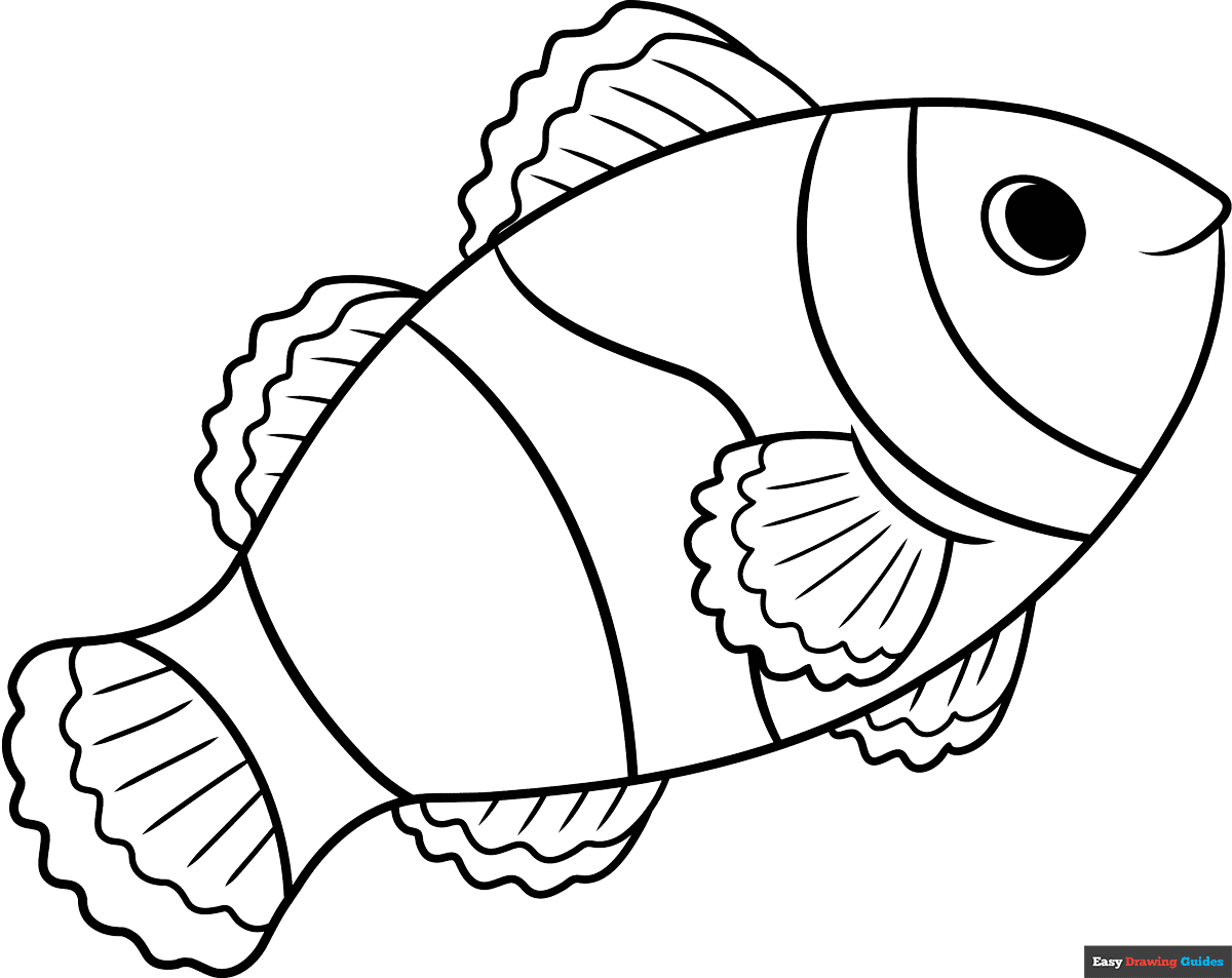 Easy Clownfish Coloring Page Easy Drawing Guides Easy Clownfish Coloring Page Easy Drawing Guides