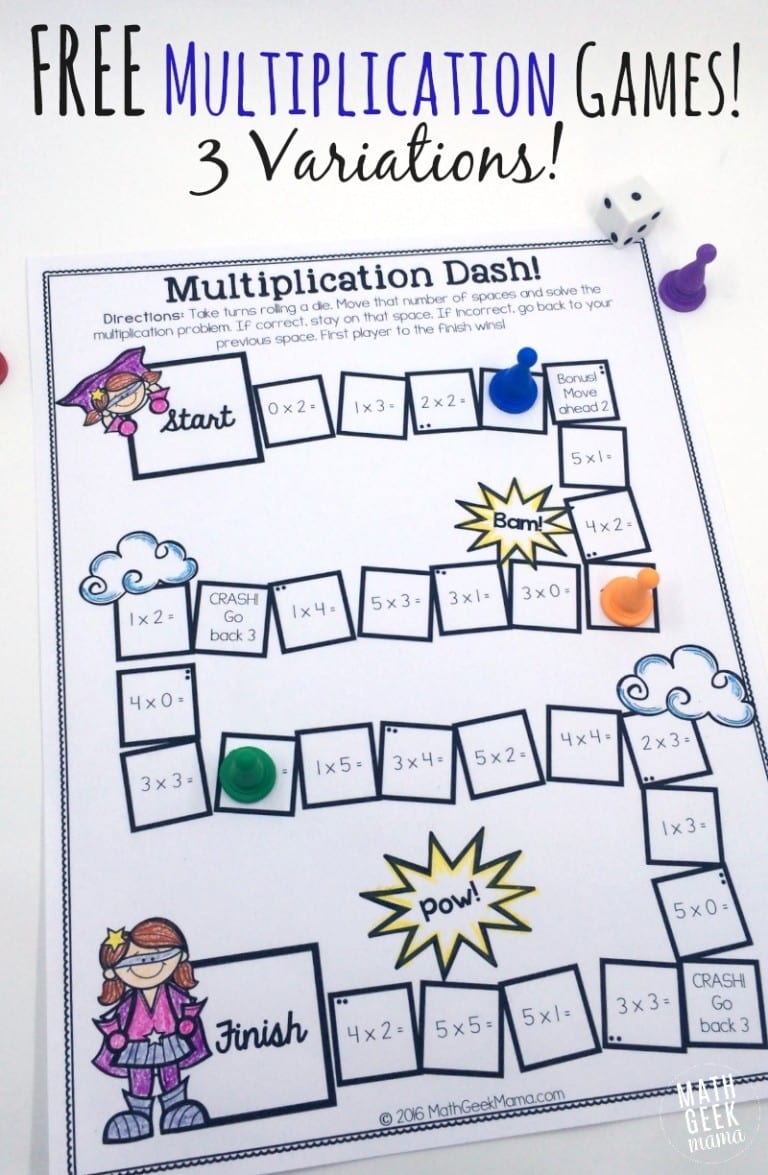 Easy Low Prep Printable Multiplication Games FREE 
