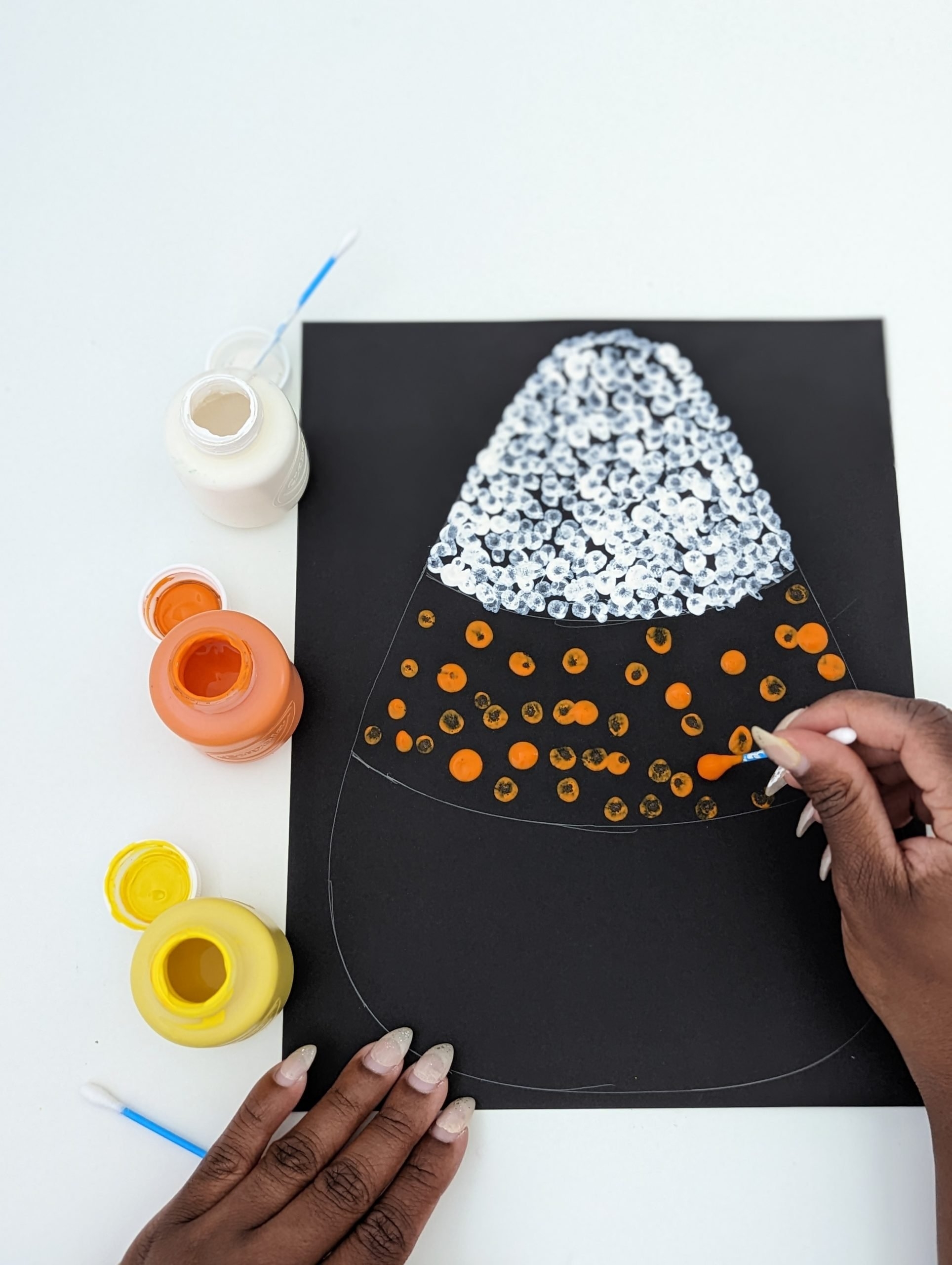 Easy Q tip Candy Corn Painting Kids Will Love Easy Q tip Candy Corn Painting Kids Will Love