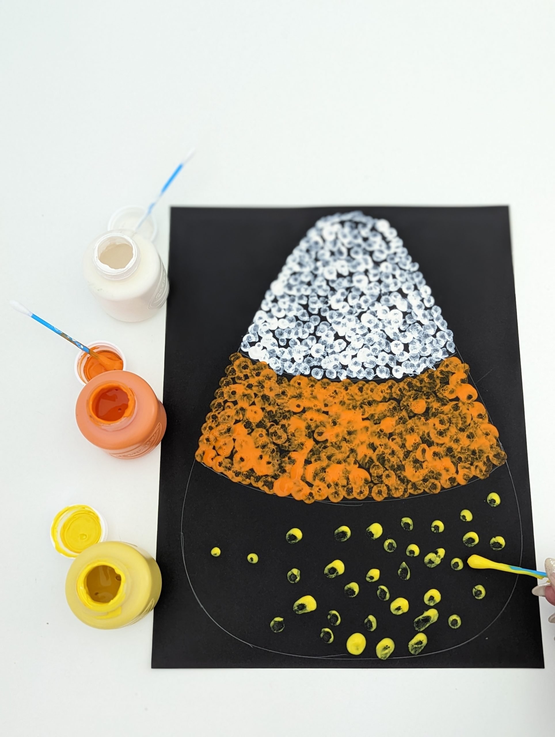 Easy Q tip Candy Corn Painting Kids Will Love Easy Q tip Candy Corn Painting Kids Will Love