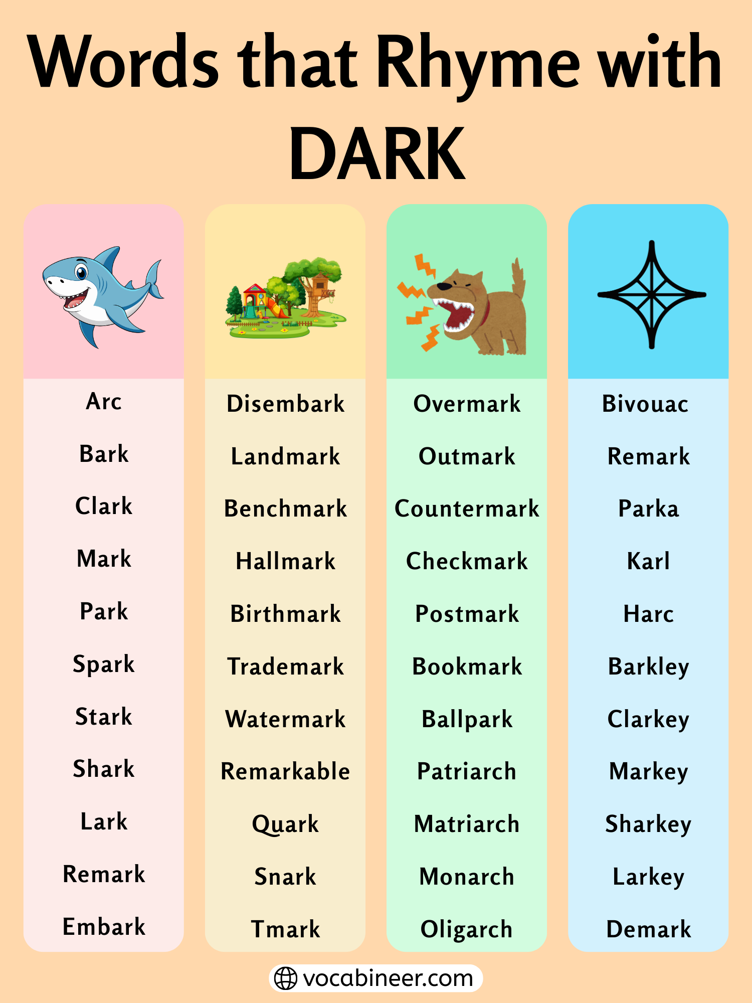 Easy Rhymes For Dark 642 Creative Words And Phrases