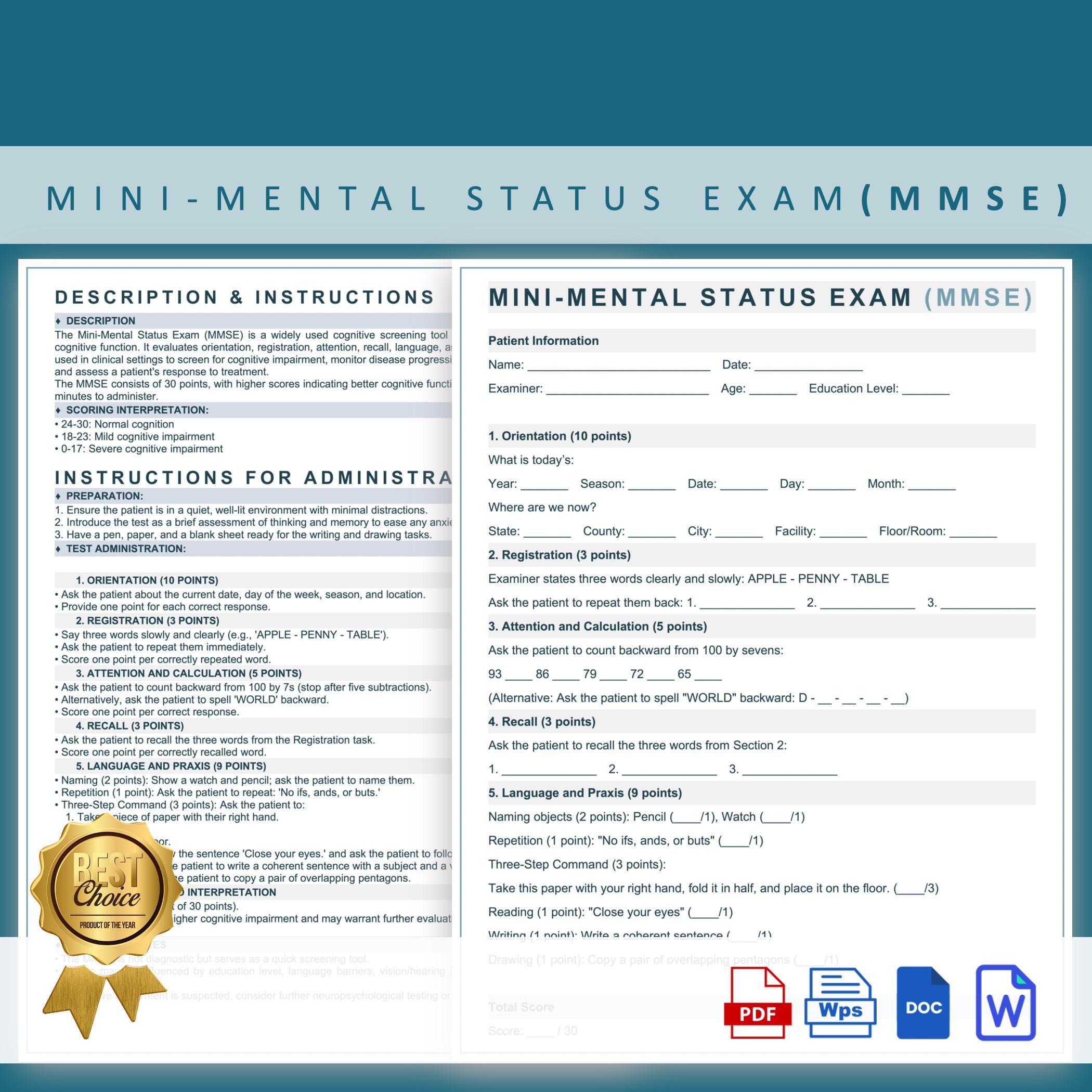 Editable Mini mental Status Exam MMSE Template Cognitive Assessment PDF Word Cognitive Assessment Form Dementia Screening Etsy Editable Mini mental Status Exam MMSE Template Cognitive Assessment PDF Word Cognitive Assessment Form Dementia Screening Etsy