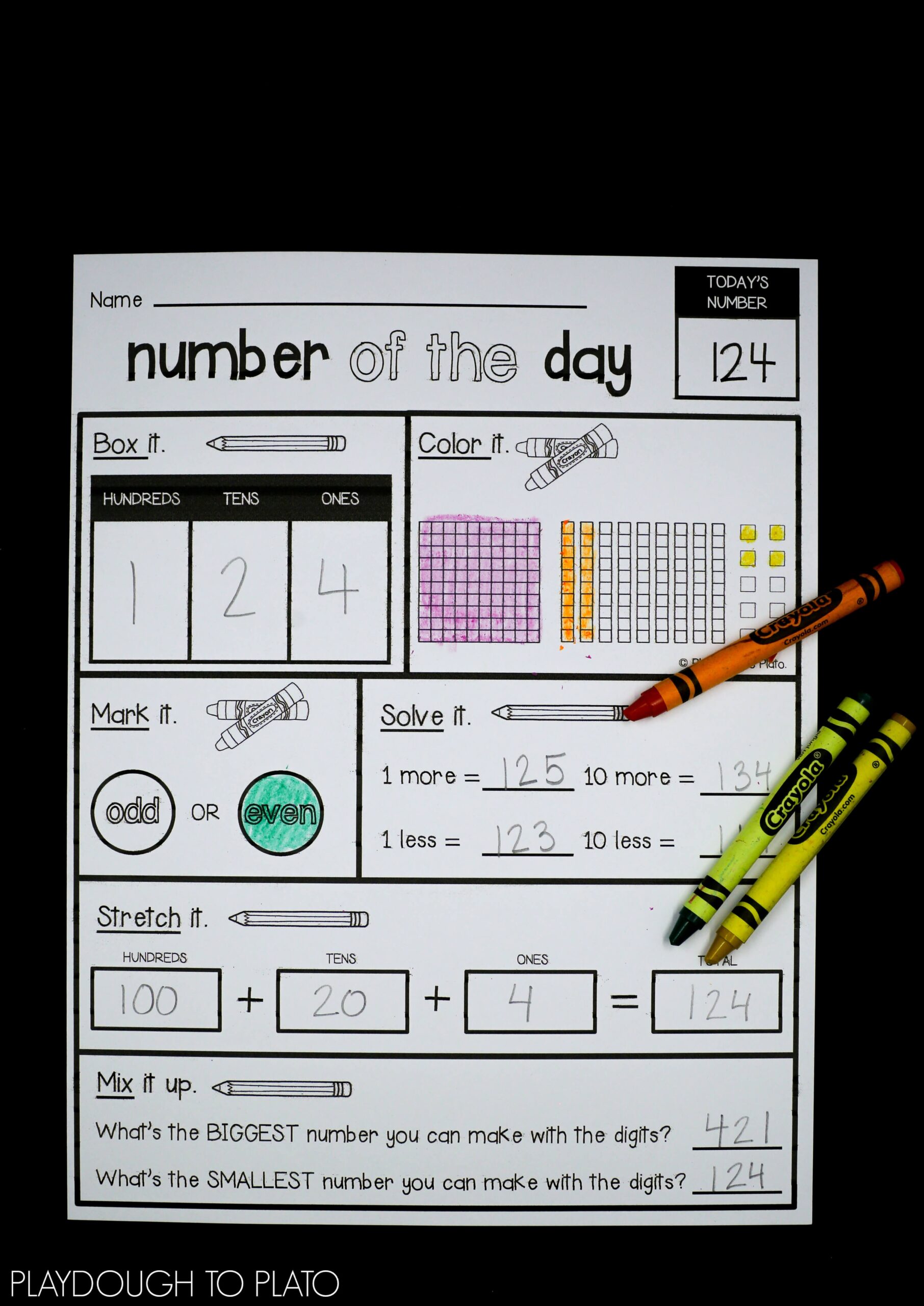 EDITABLE Number Of The Day Sheet Playdough To Plato