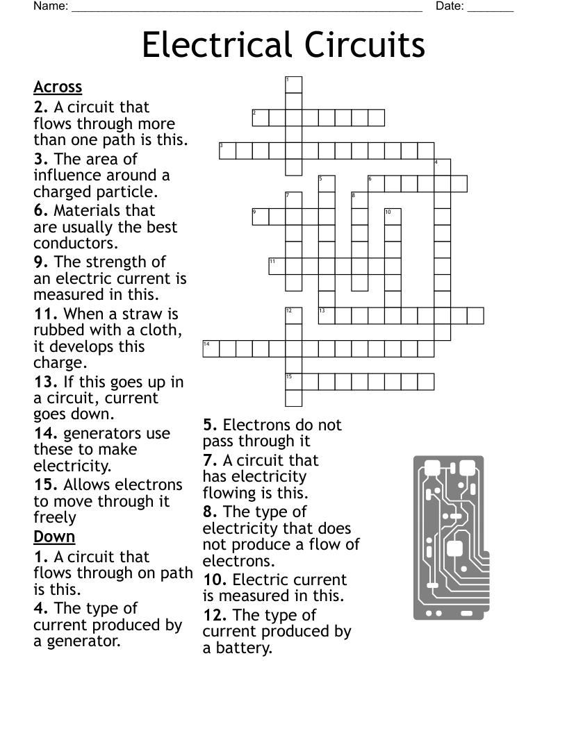 Electrical Circuits Crossword WordMint