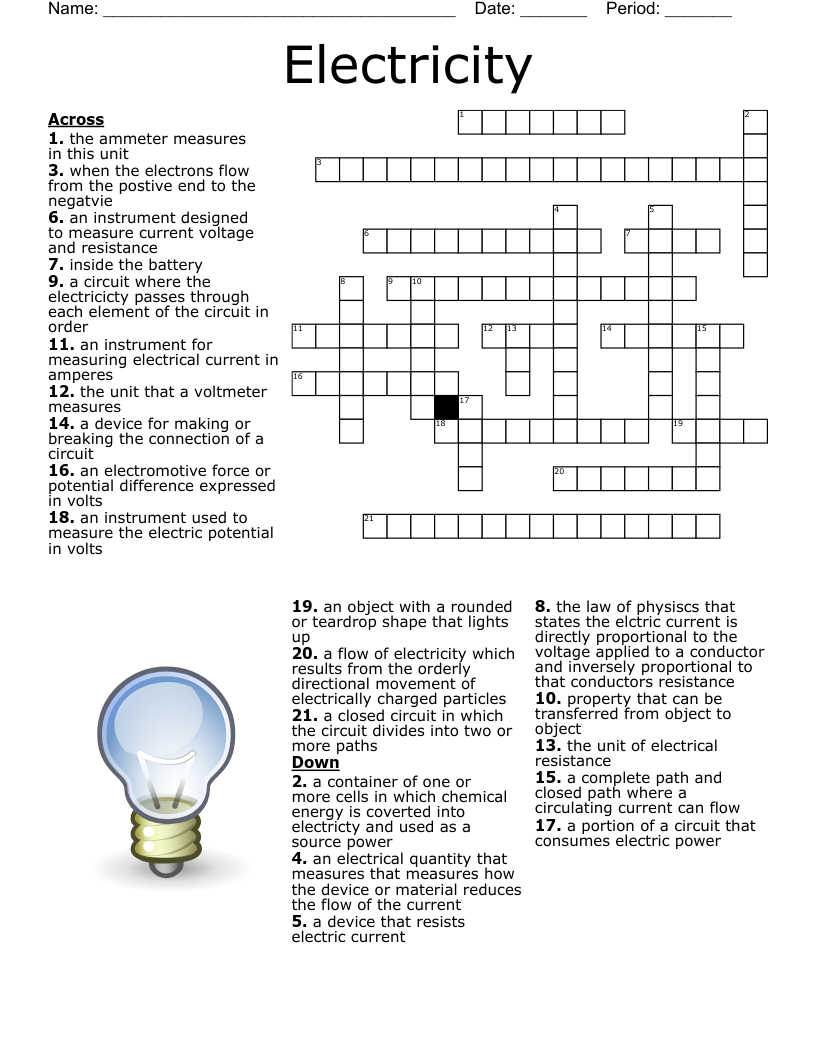 Electricity Crossword WordMint Electricity Crossword WordMint
