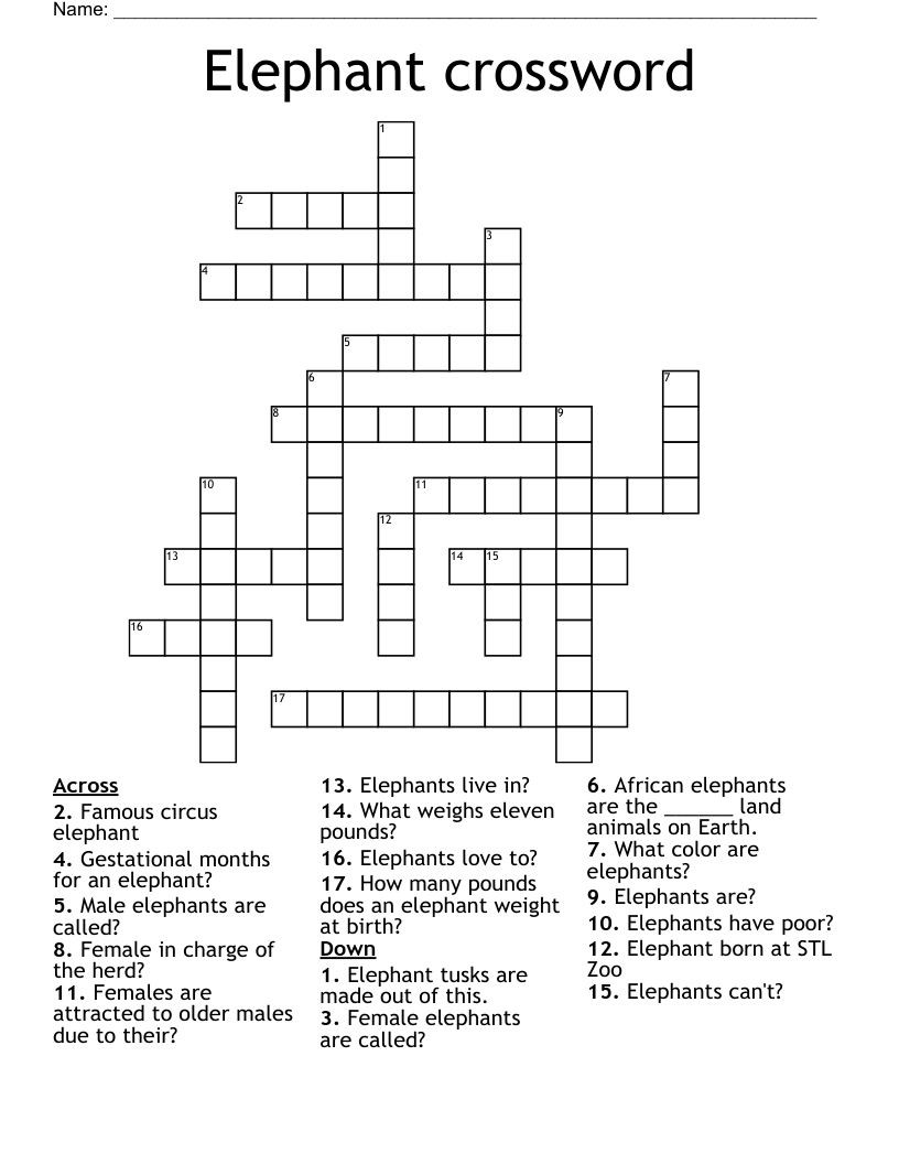 Elephant Crossword WordMint