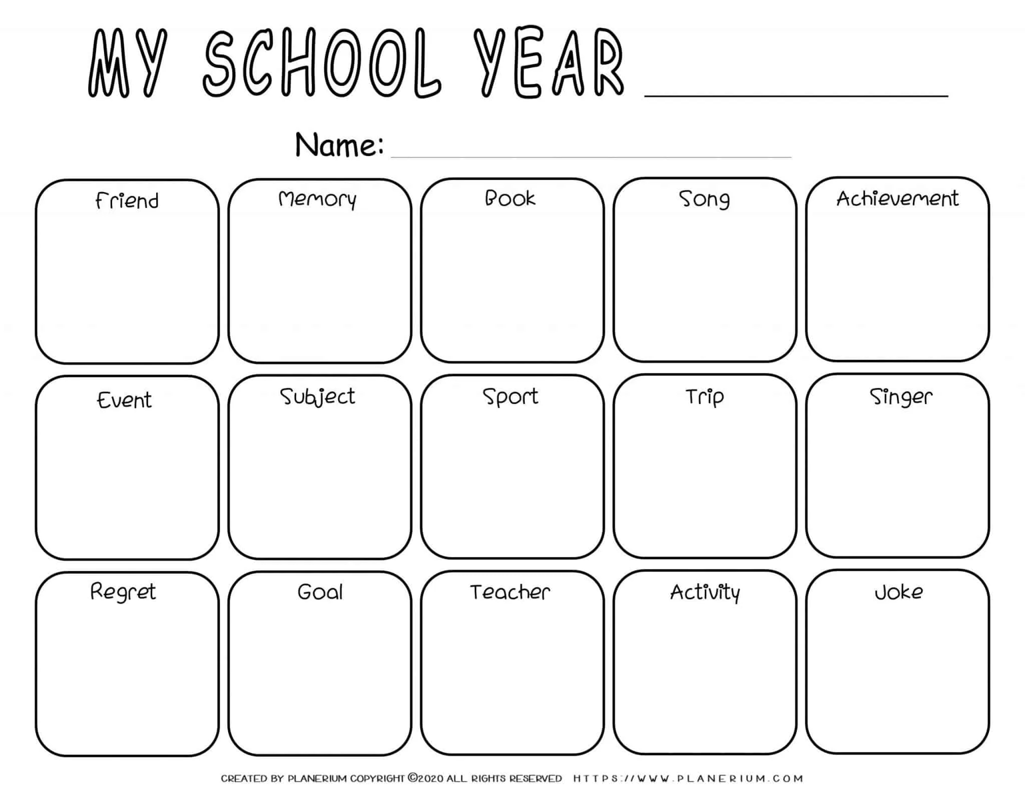 end of year activity worksheets