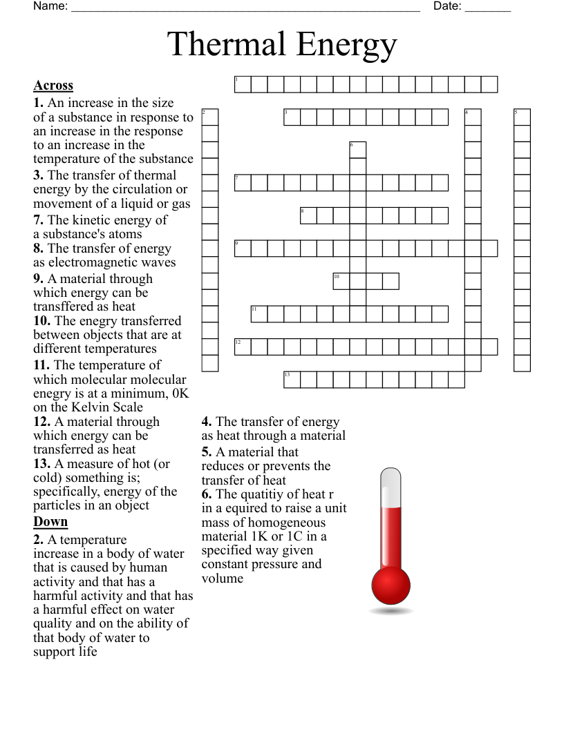 Energy Crossword Puzzle WordMint