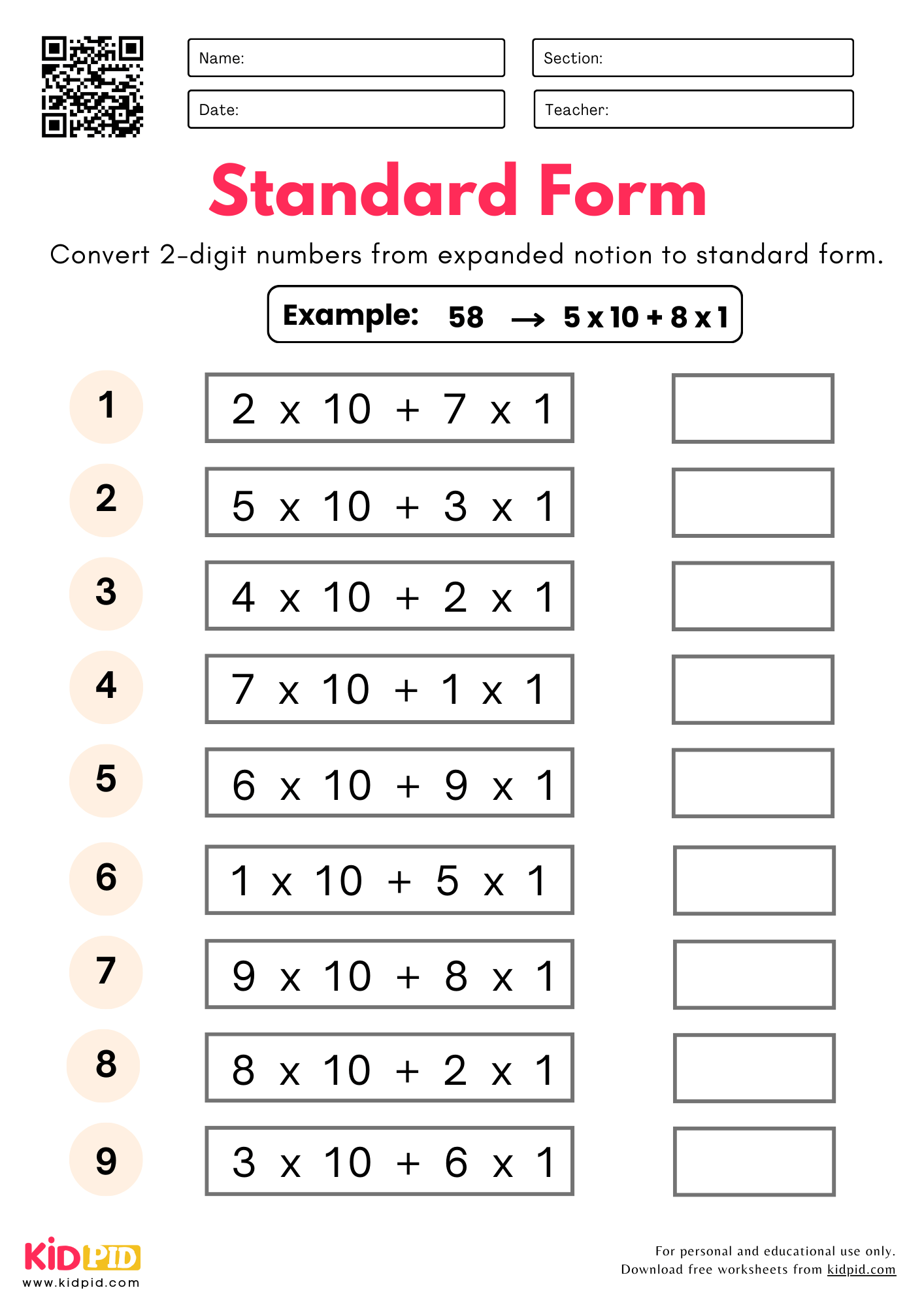 Expanded Form To Standard Form 2 Digit Worksheets Grade 1 Kidpid Expanded Form To Standard Form 2 Digit Worksheets Grade 1 Kidpid