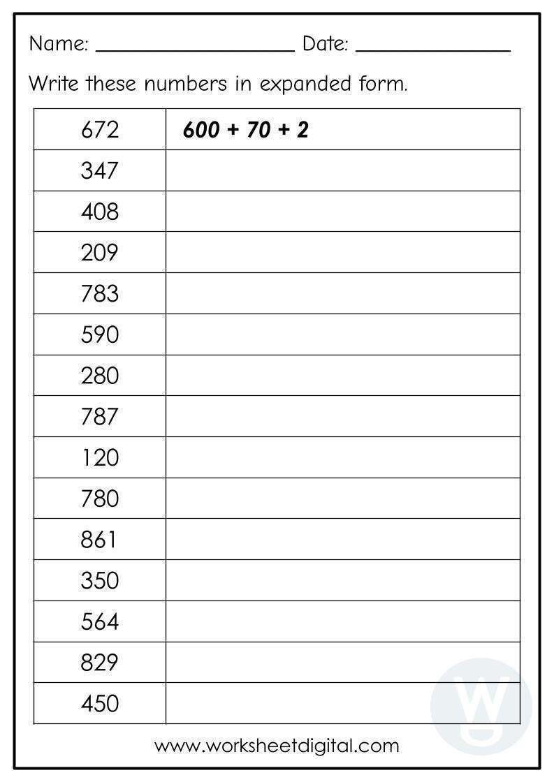 Expanded Forms Numbers To 1000 Worksheet Digital 1 Teacher Made Resources