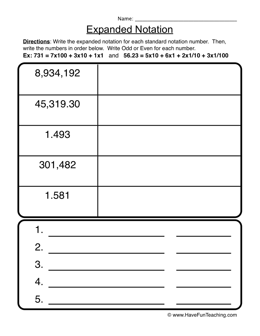 Expanded Notation Place Value Worksheet Have Fun Teaching Expanded Notation Place Value Worksheet Have Fun Teaching