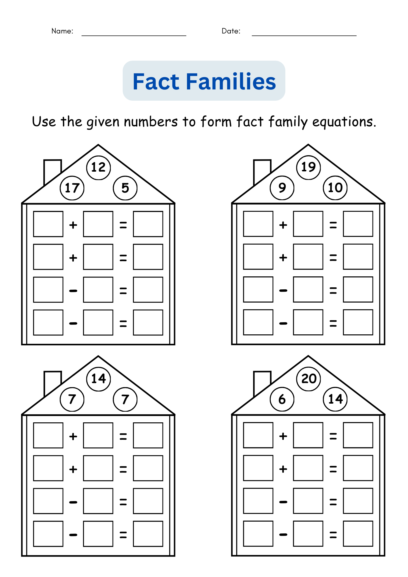 fact family addition and subtraction
