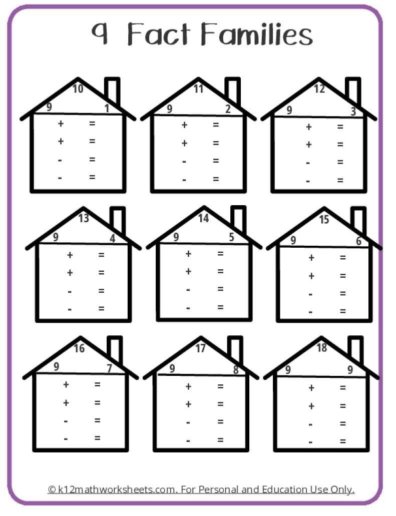 Fact Family Worksheets Fact Family Worksheets