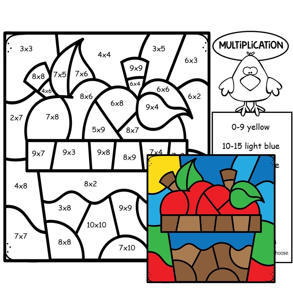 Fall Color By Number Multiplication Fall Color By Code Multiplication Facts Fall Multiplication Color By Number Classful