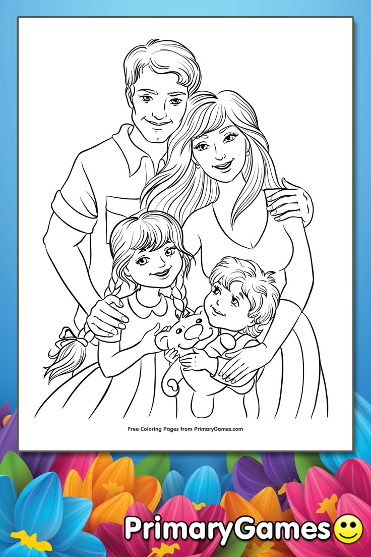 Family Coloring Page FREE Printable EBook
