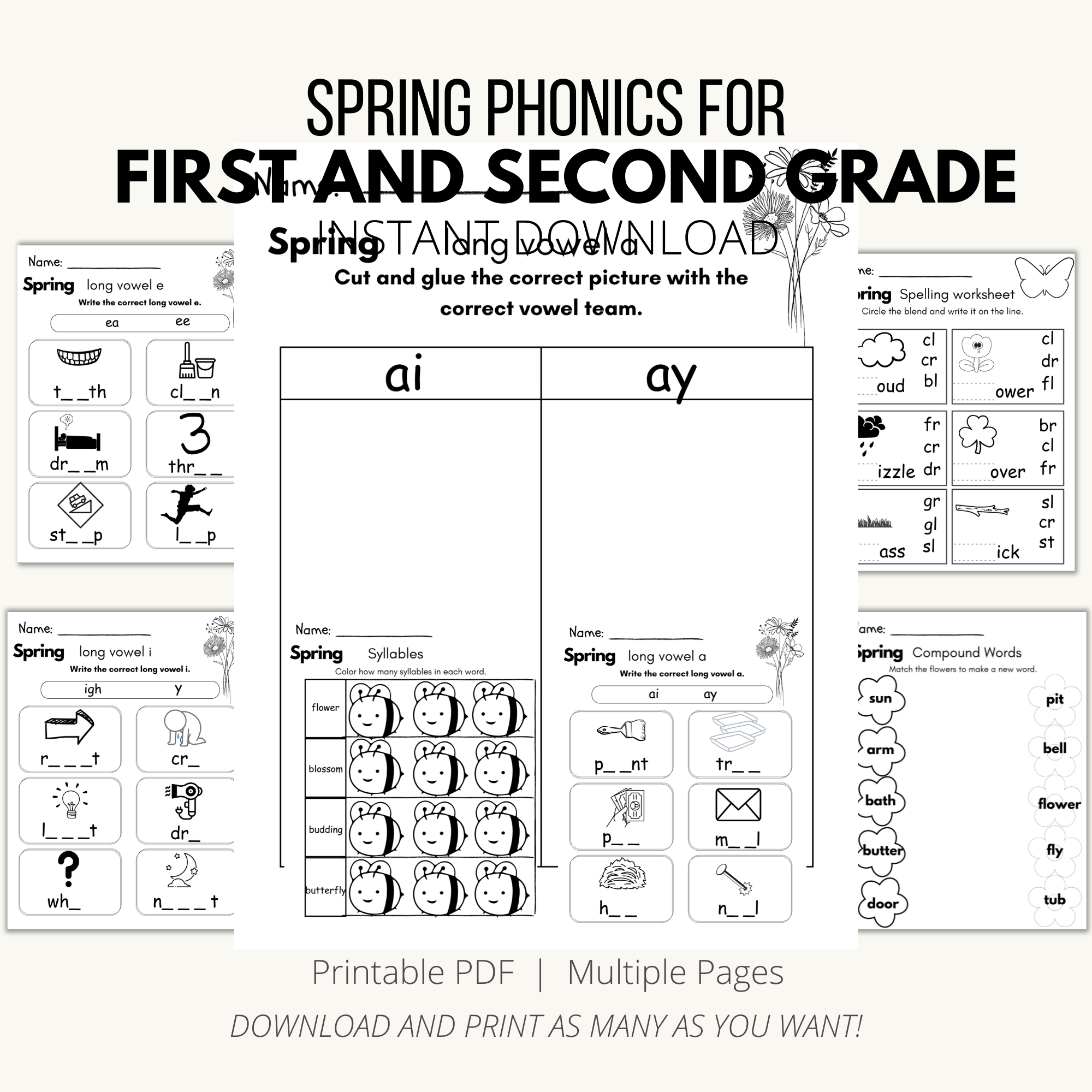 First And Second Grade Spring Phonics Printable s It s A Chaotic Life