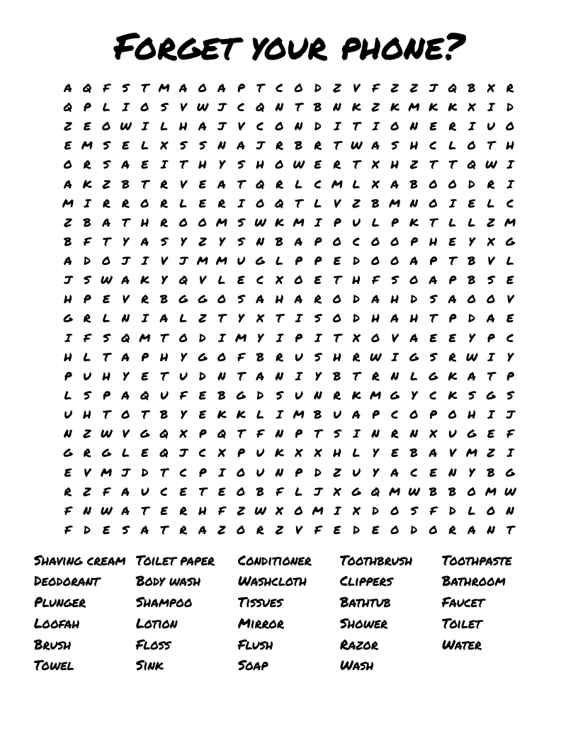 Forget Your Phone Word Search WordMint Forget Your Phone Word Search WordMint