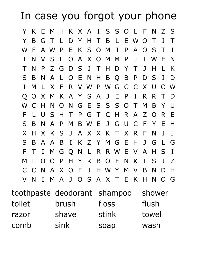Forget Your Phone Word Search WordMint Forget Your Phone Word Search WordMint