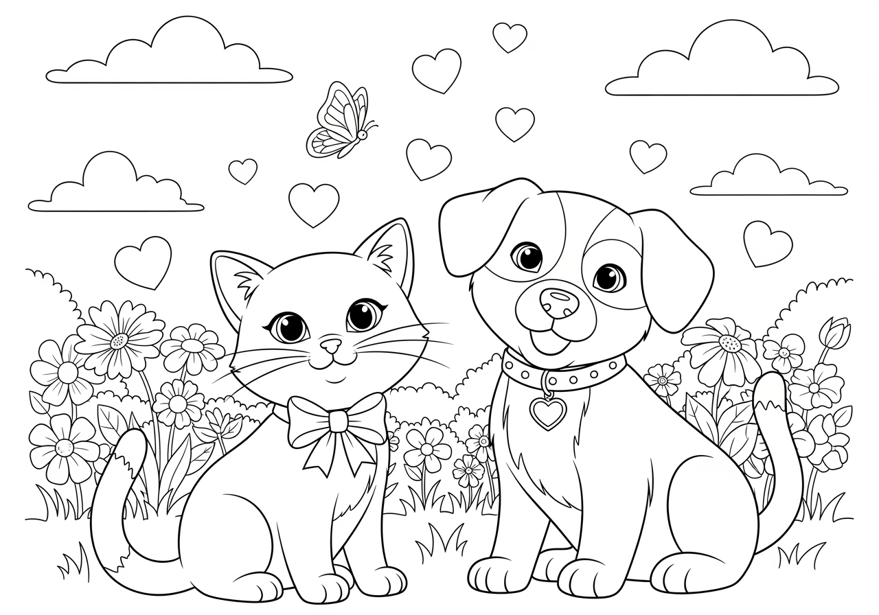 Free Cat And Dog Coloring Sheet For Kids Free Cat And Dog Coloring Sheet For Kids