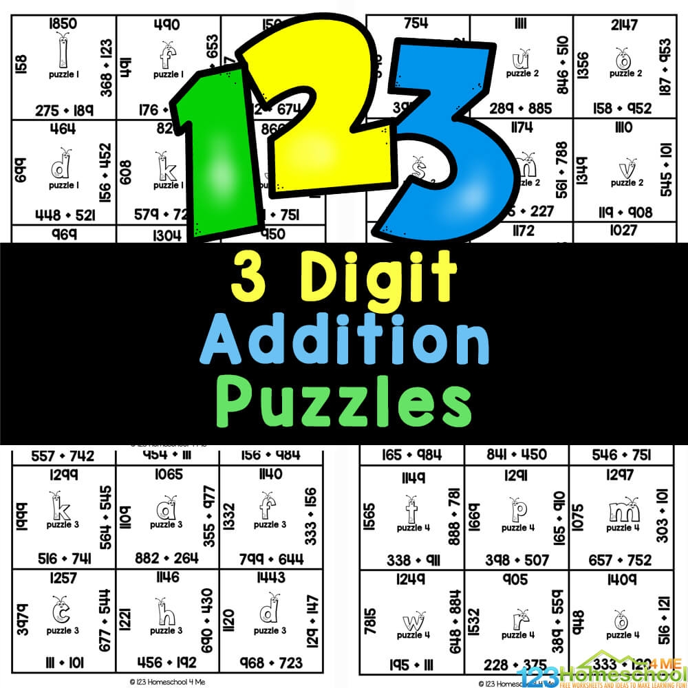 FREE Printable 3 digit Addition Game FREE Printable 3 digit Addition Game
