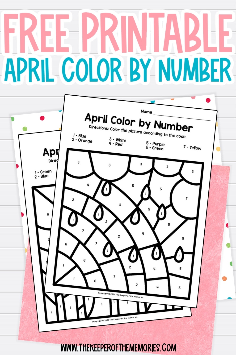 Free Printable April Color By Number The Keeper Of The Memories