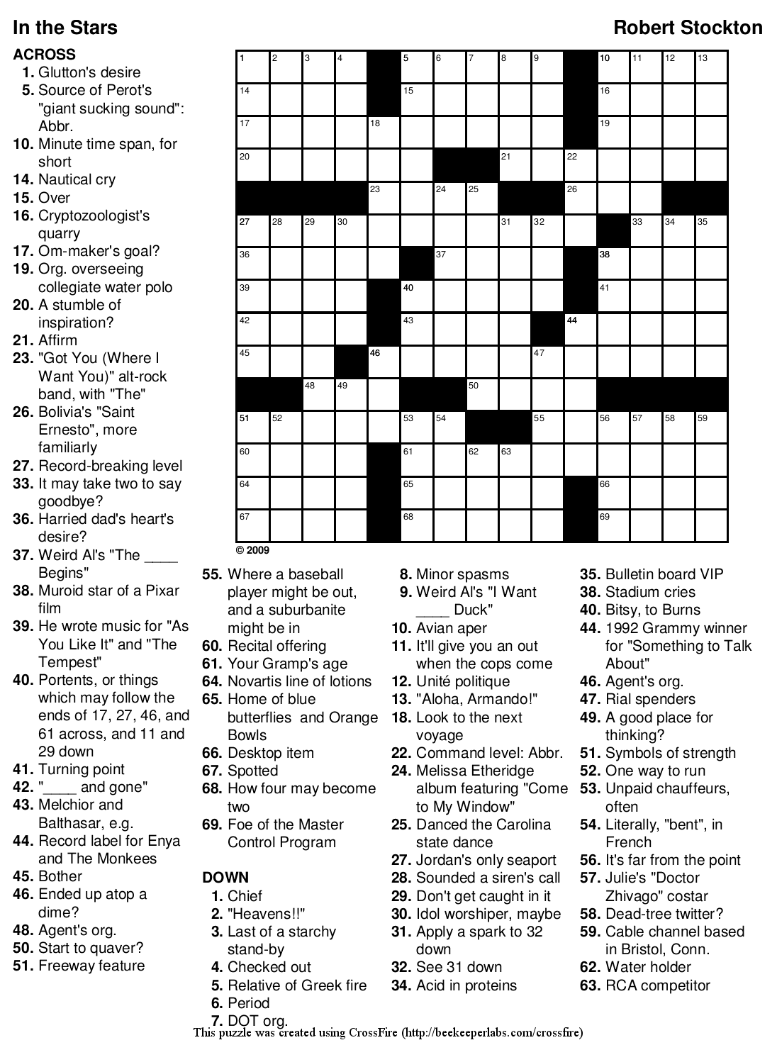 Free Printable Crossword Puzzle 91 In The Stars Beekeeper Crosswords Free Printable Crossword Puzzle 91 In The Stars Beekeeper Crosswords