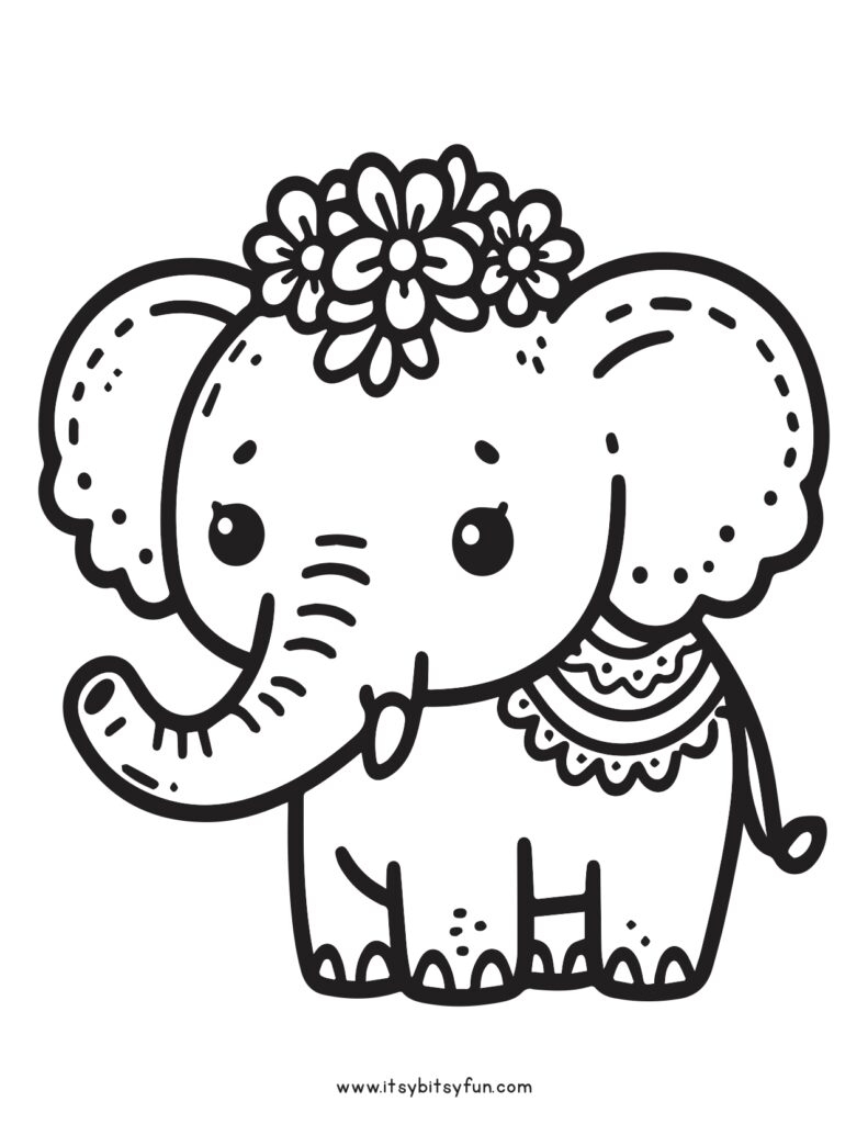 coloring book pages of elephants