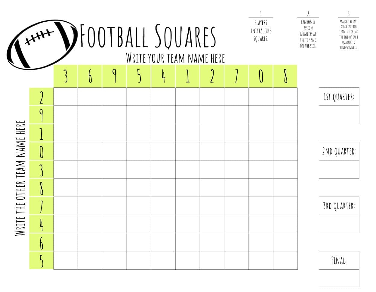 free printable football squares pdf free printable football squares pdf