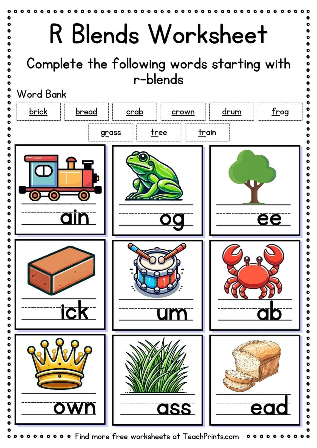 Free R Blend Worksheets Teach Prints Free R Blend Worksheets Teach Prints