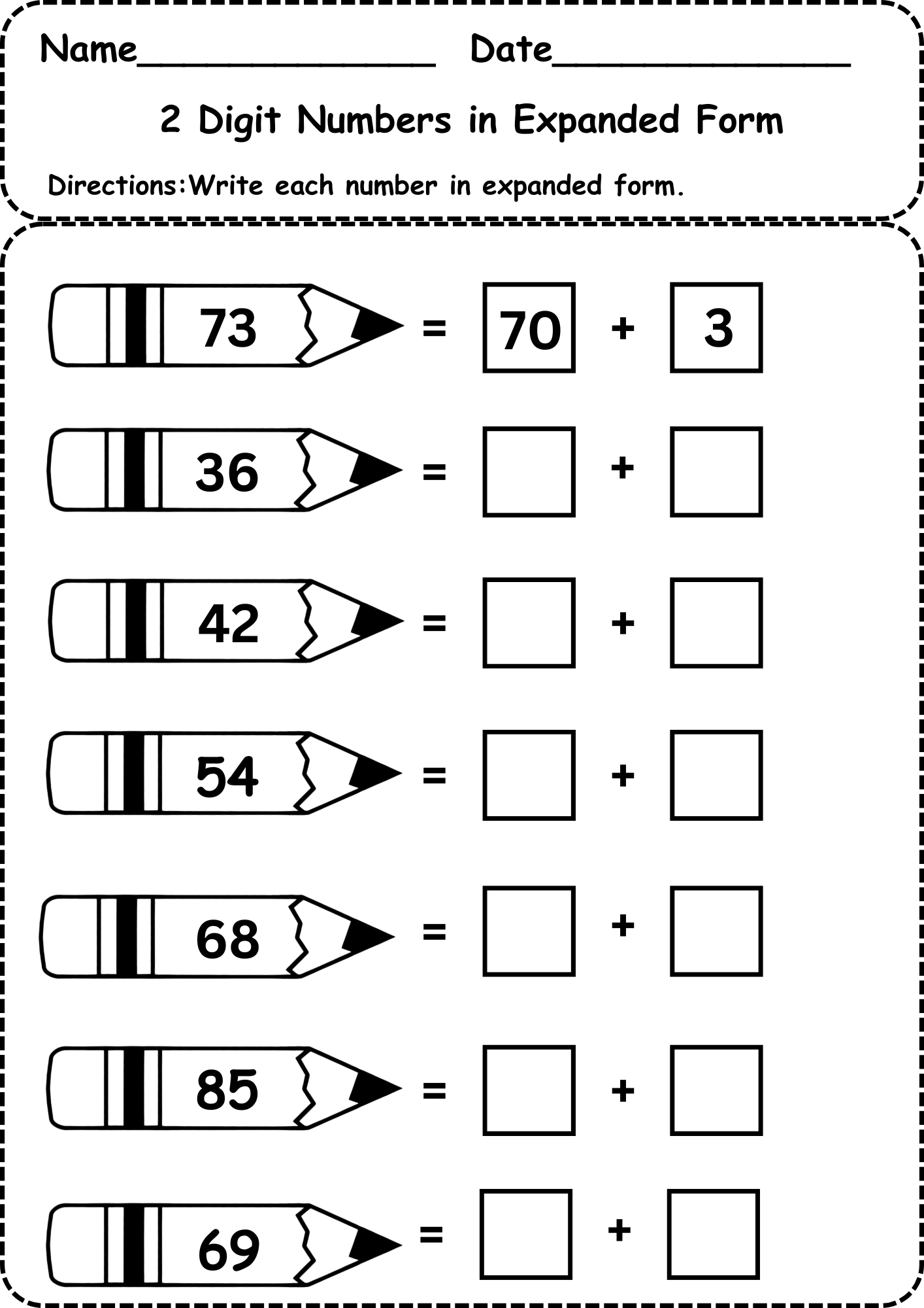 Free Tens And Ones Worksheet For Grade 1 Expanded Form Free Tens And Ones Worksheet For Grade 1 Expanded Form