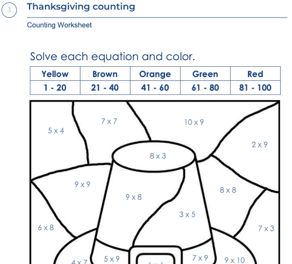 thanksgiving math worksheets 2nd grade