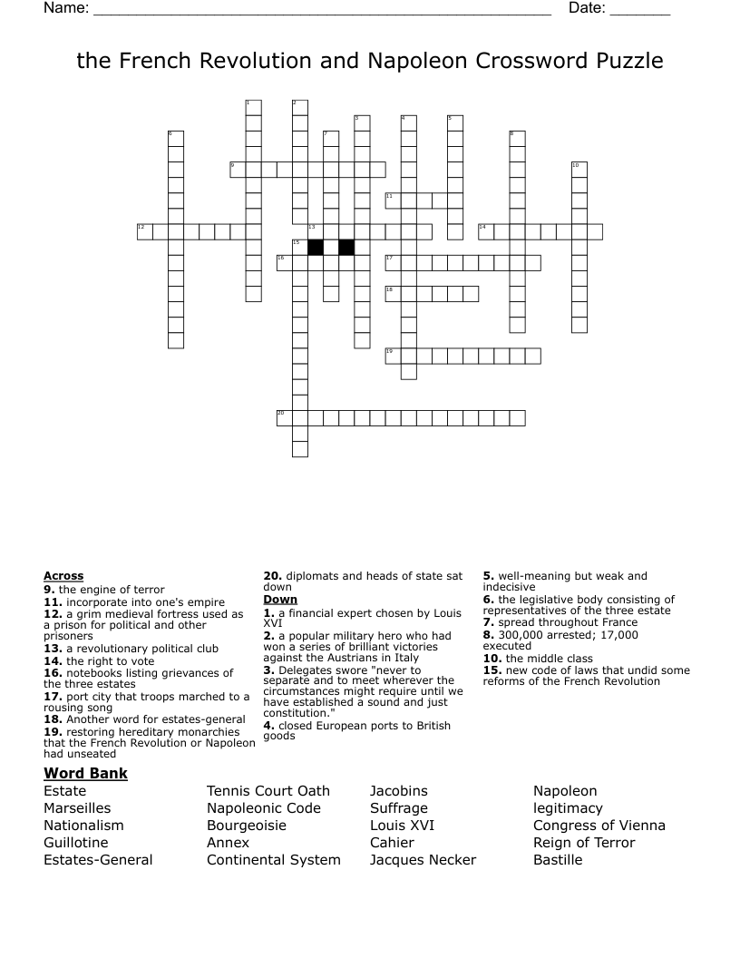 French Revolution Crossword Puzzle WordMint French Revolution Crossword Puzzle WordMint