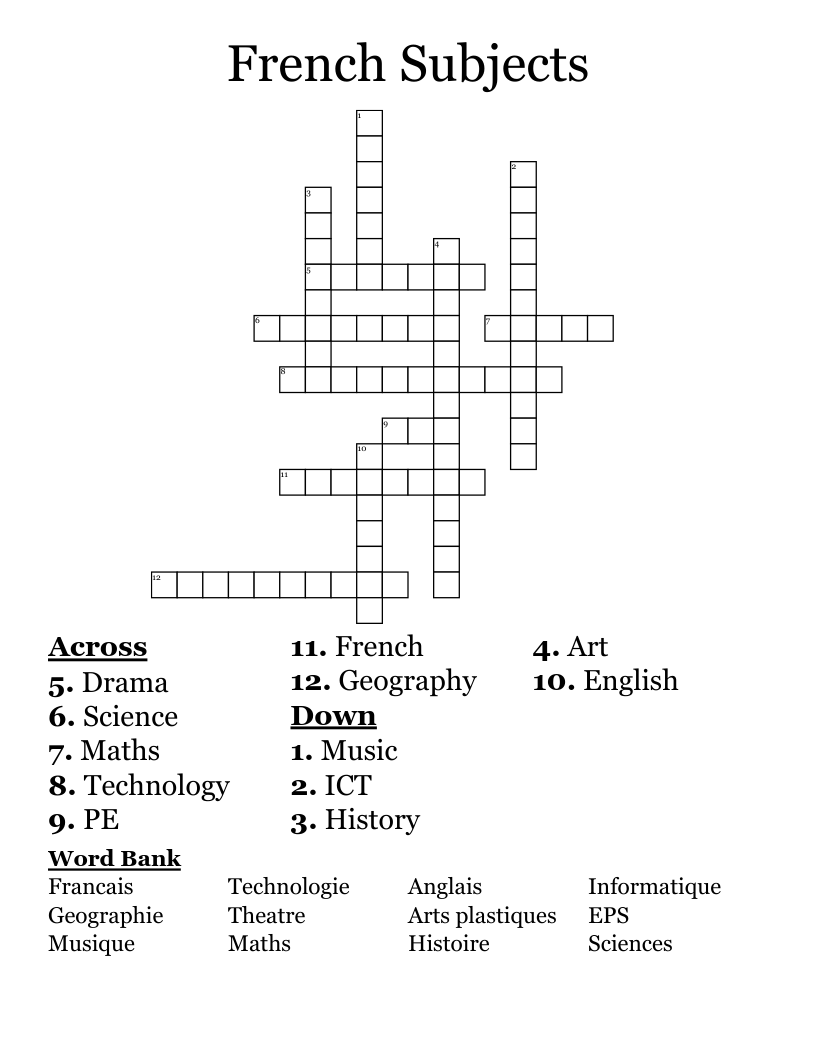 subjects crossword puzzle clue subjects crossword puzzle clue