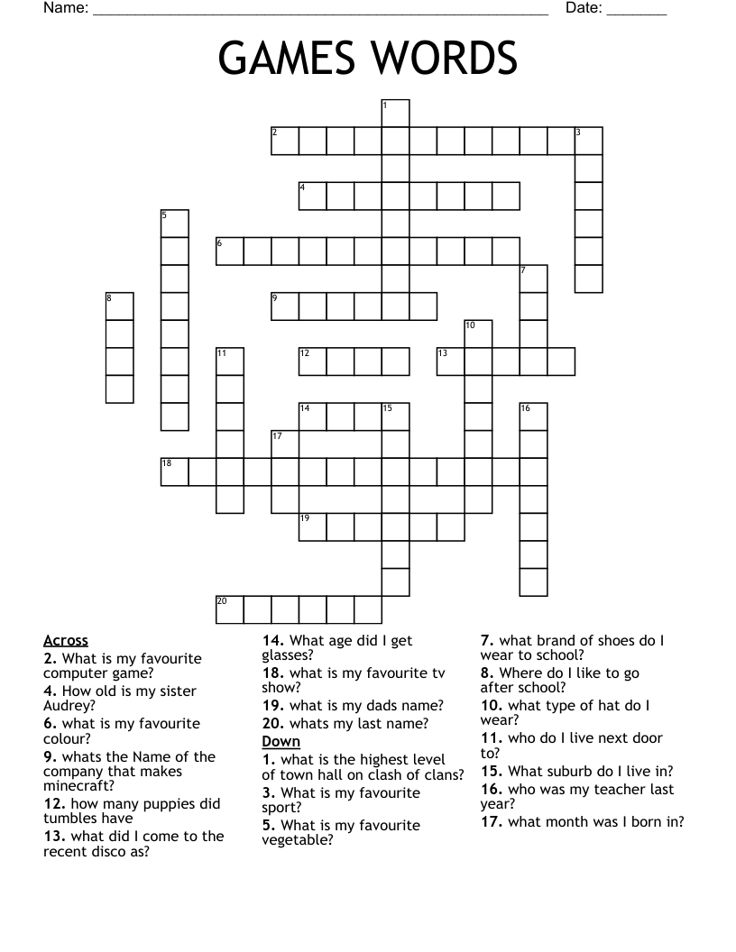 GAMES WORDS Crossword WordMint GAMES WORDS Crossword WordMint