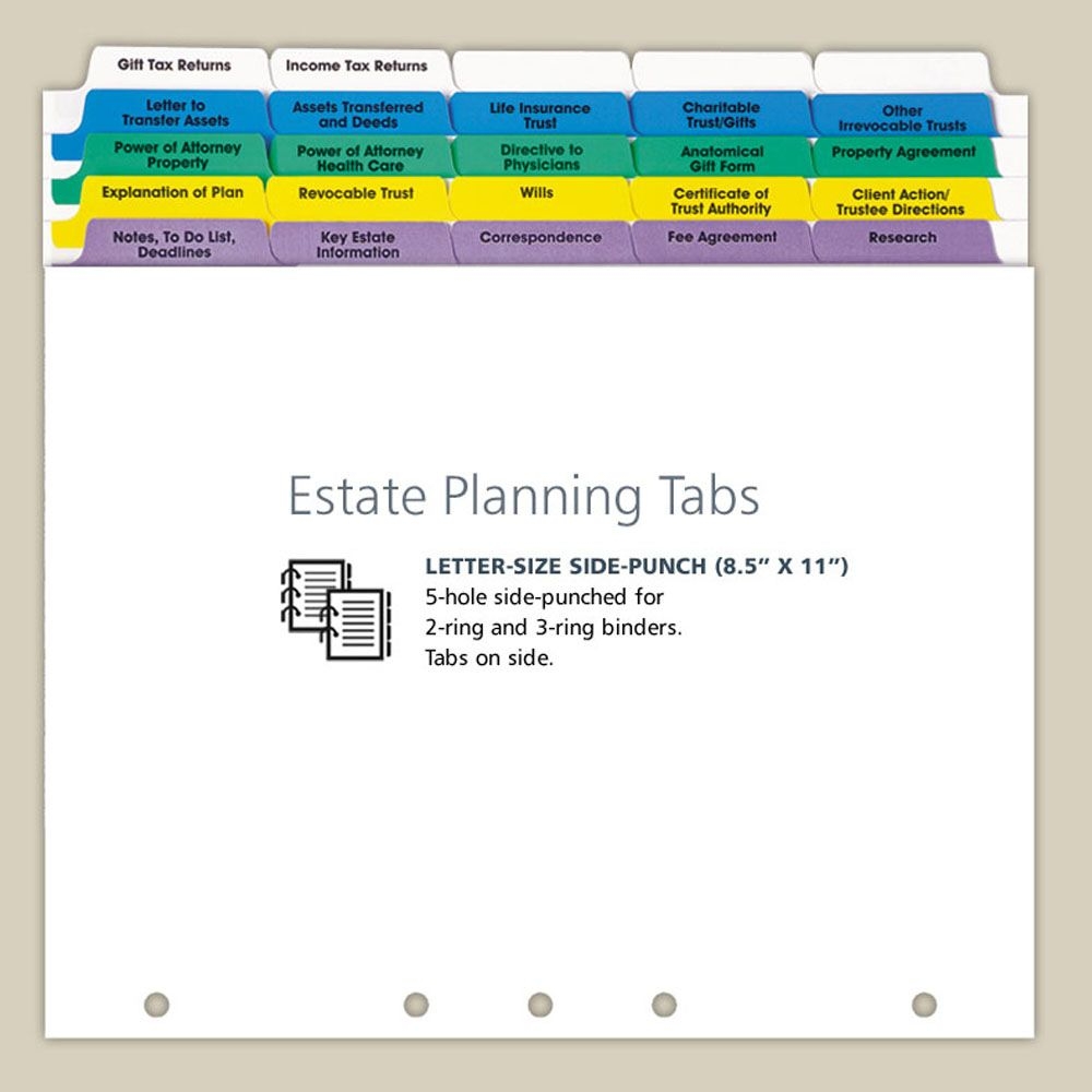 Get It Together Binder And Tab Set Estate Planning Tabs Set Of 15 4 52 Ea Sold In Cases Of 6 Lee Estate Documents Organizer
