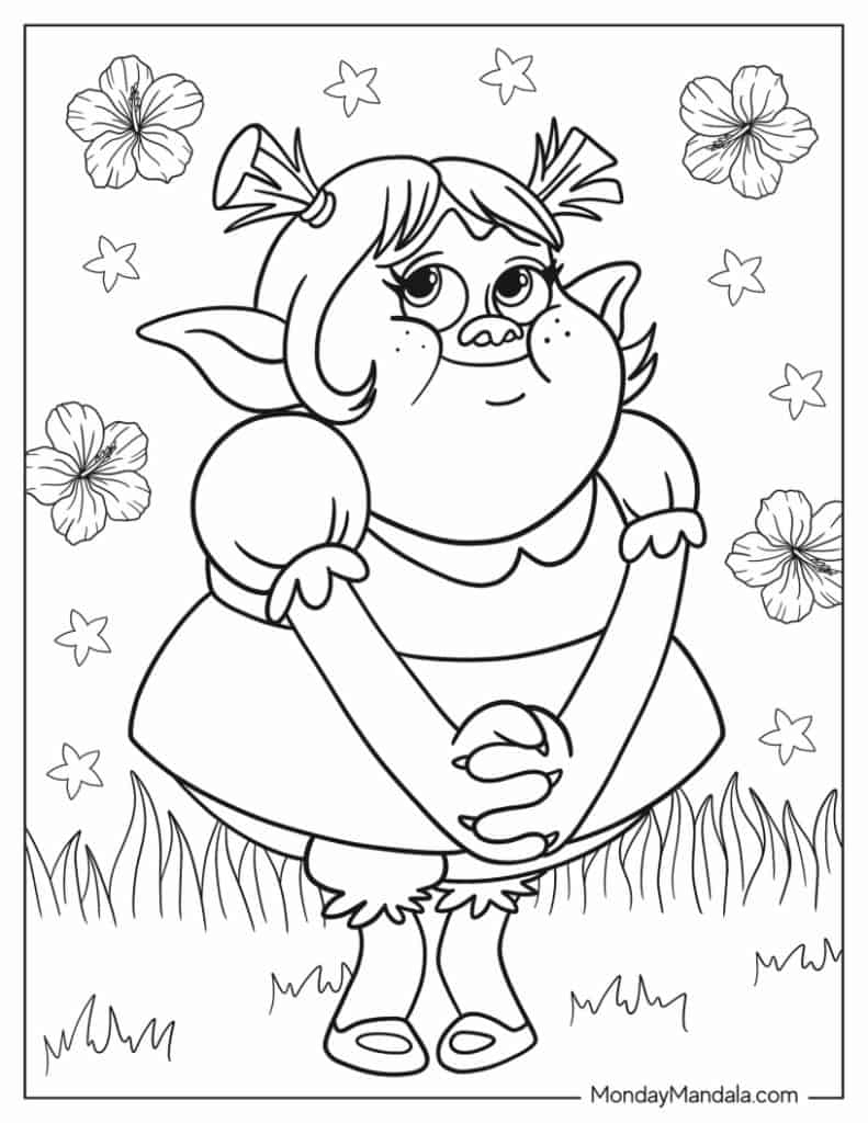 trolls movie colouring pages