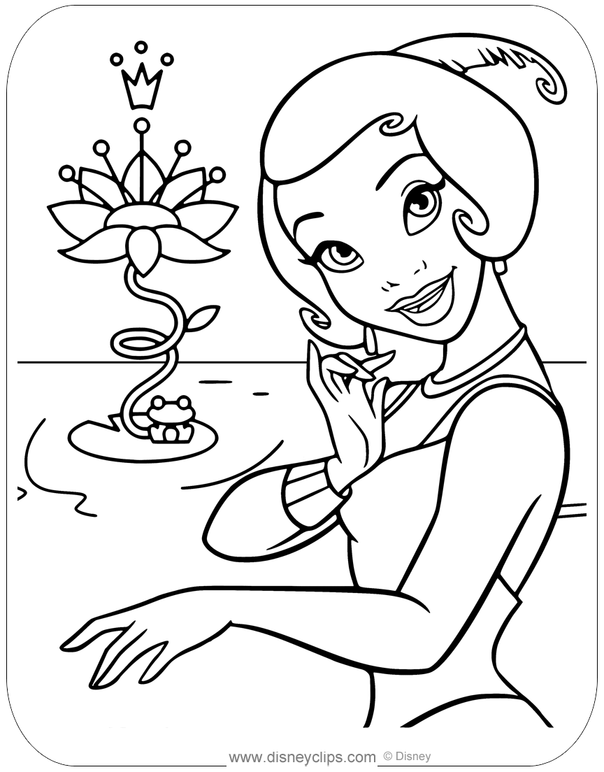 princess tiana pictures to color