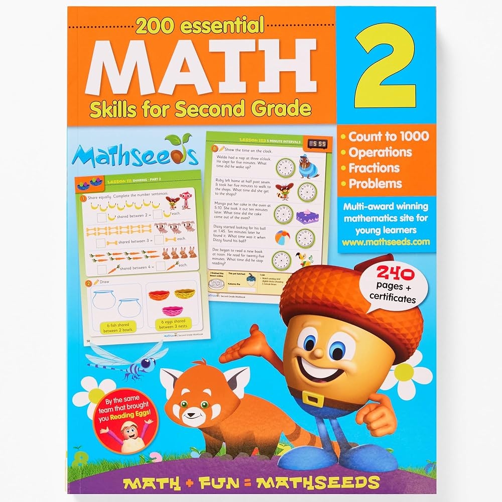Grade 2 Math Workbook Ages 6 8 200 Essential Math Skills Counting To 1 000 Operations Fractions Problem Solving Worksheets Yearly Planner 260 Full Color Pages Mathseeds Katy Pike Reading Eggs 9781742153407 Amazon Books