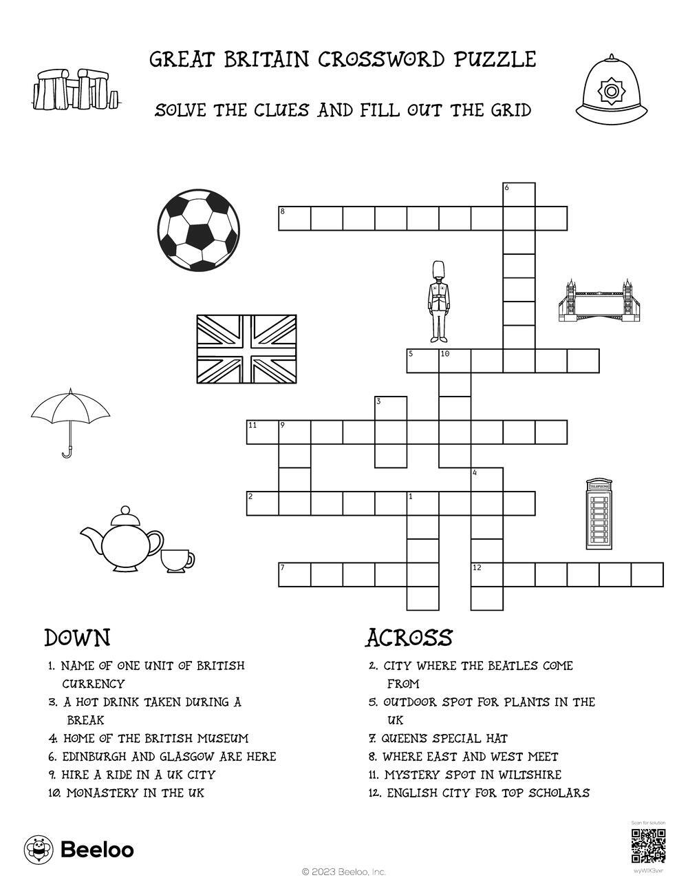 Great Britain Crossword Puzzle Beeloo Printable Crafts And Activities For Kids Great Britain Crossword Puzzle Beeloo Printable Crafts And Activities For Kids