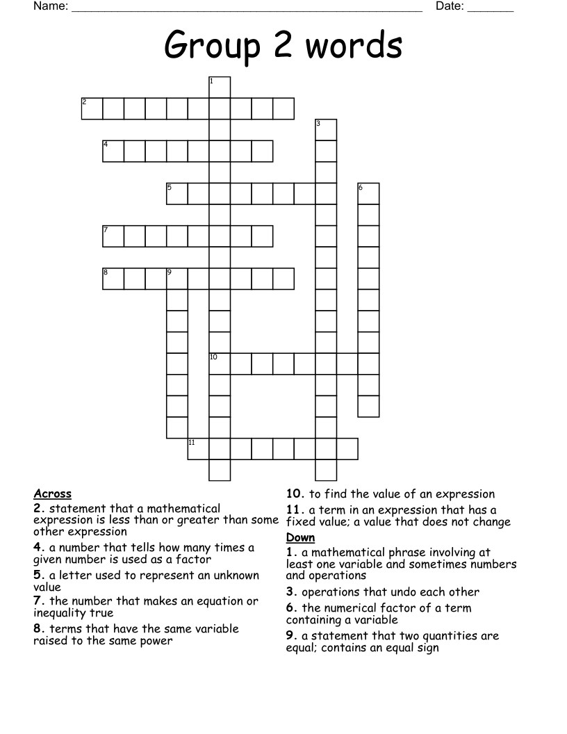 Group 2 Words Crossword WordMint