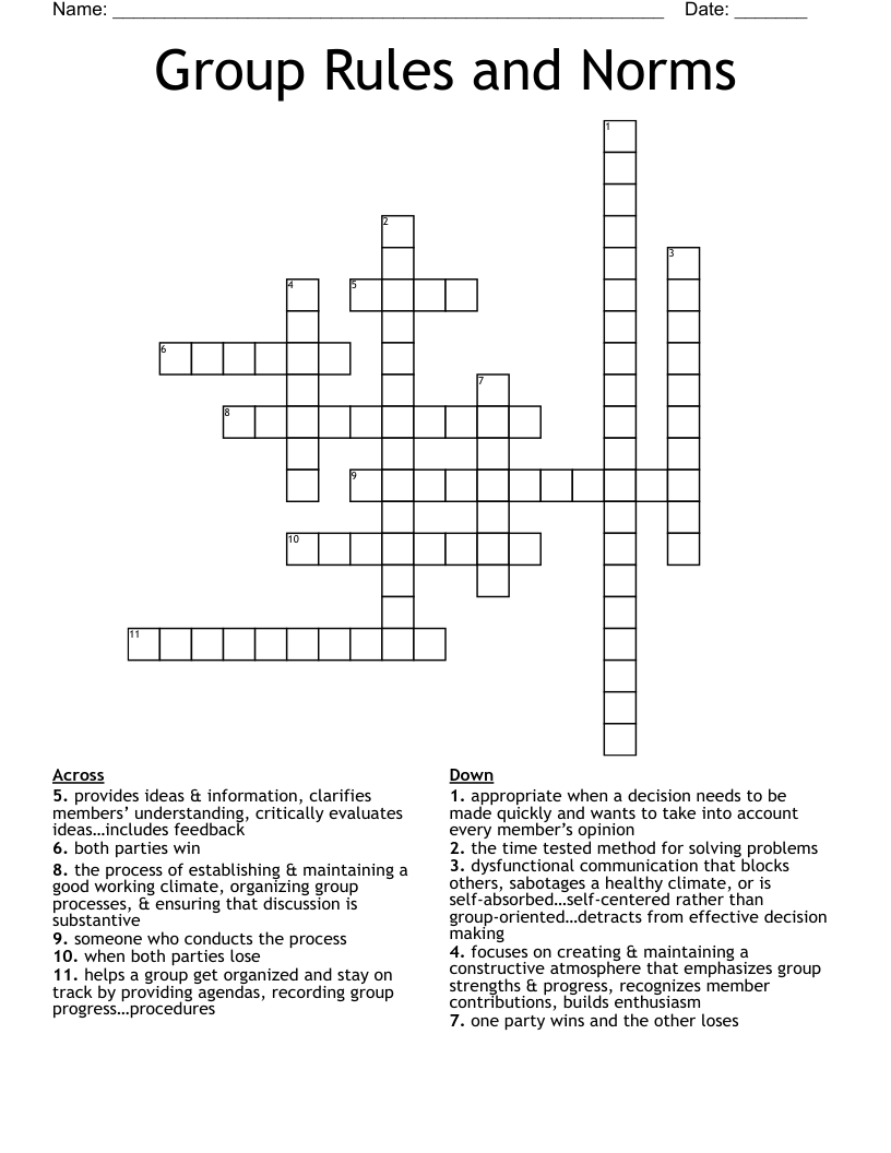 Group Rules And Norms Crossword WordMint Group Rules And Norms Crossword WordMint
