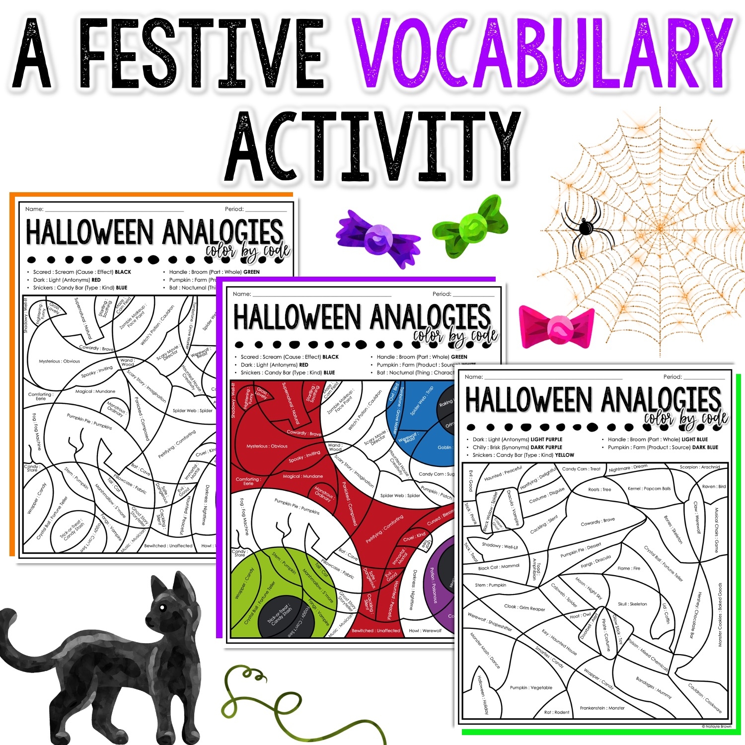 Halloween Color By Code Vocabulary Activities Word Analogies For Middle School Halloween Color By Code Vocabulary Activities Word Analogies For Middle School