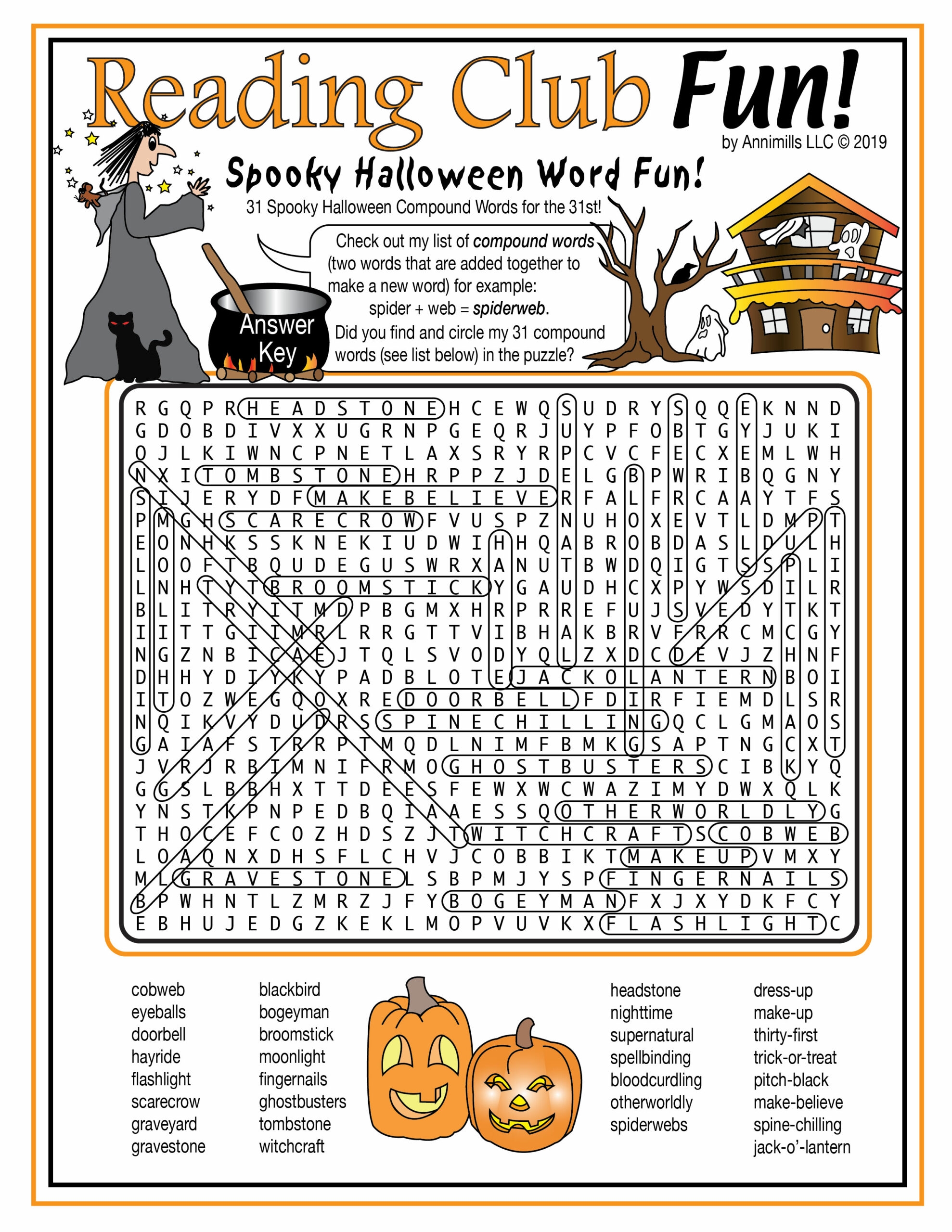 halloween word search printable