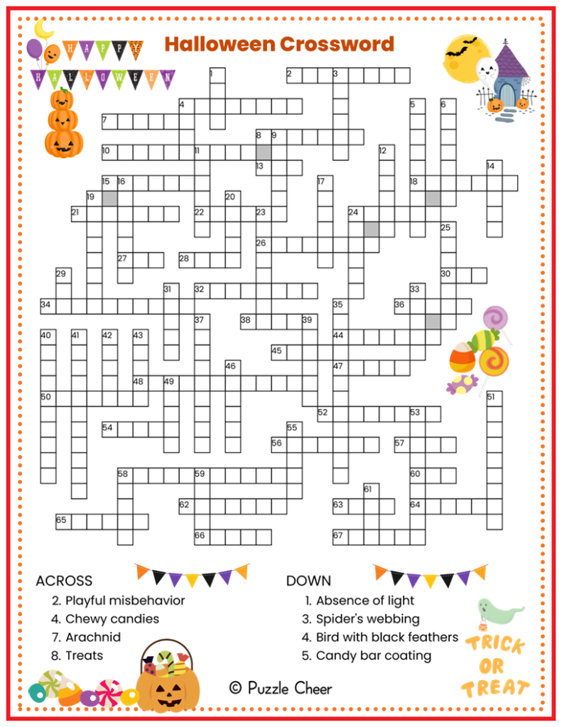 Halloween Crossword Puzzle Puzzle Cheer