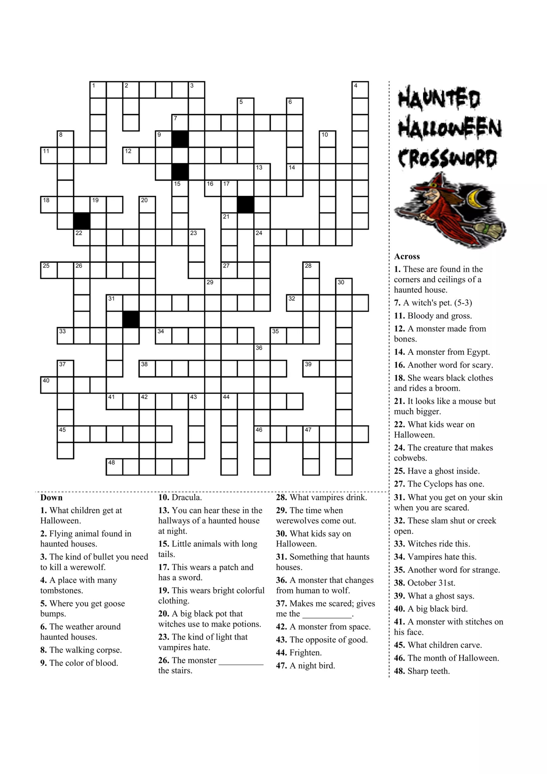 online halloween crossword puzzles