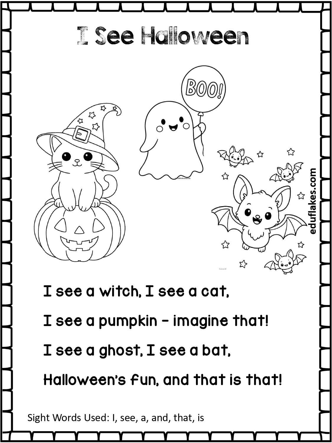Halloween Sight Word Coloring Pages Free PDF Eduflakes Halloween Sight Word Coloring Pages Free PDF Eduflakes
